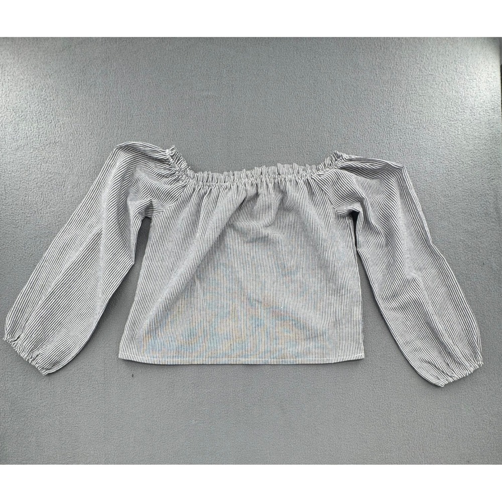Brandy Melville OS Stripe Off Shoulder Top Coquette Peasant French Girl Dainty